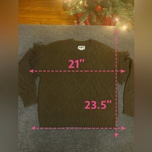 ✨ American Eagle Fringe Cable Knit Sweater – Brown – Size S ✨